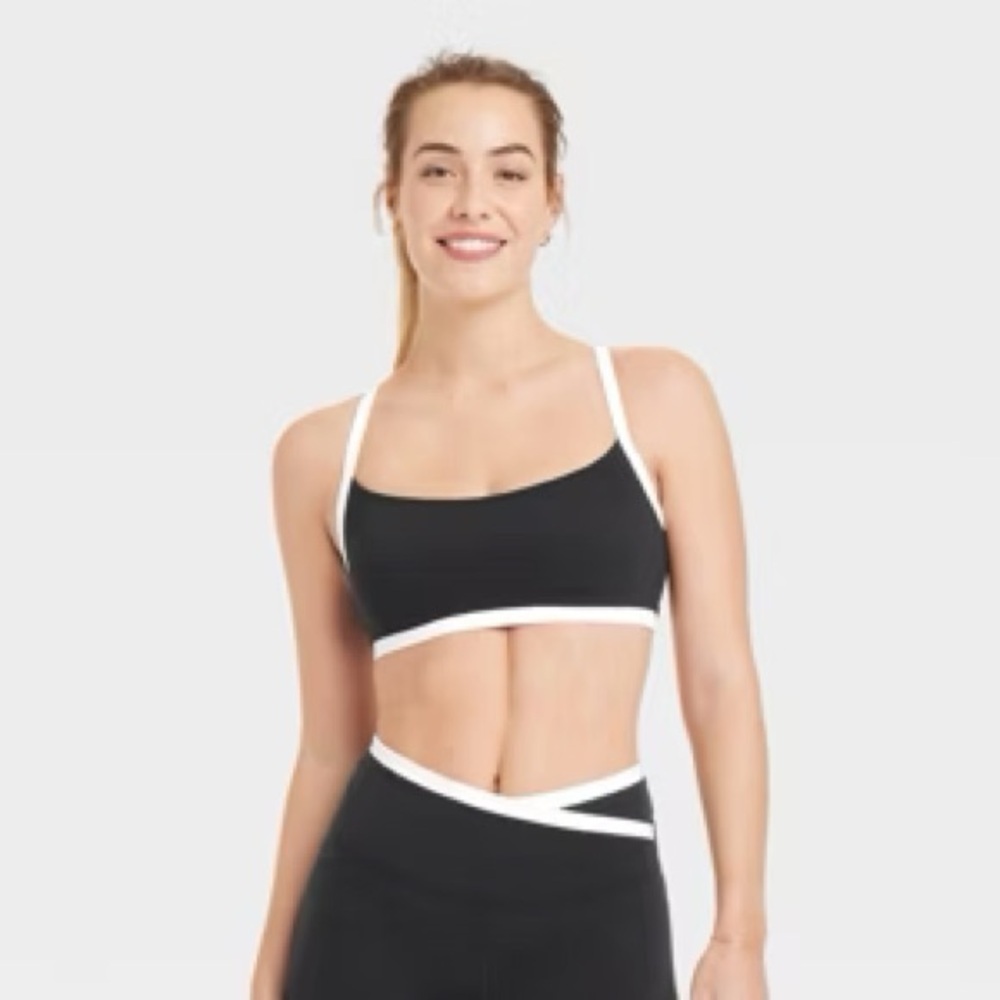 Layered sports bra everyday light support All in Motion midline piped target